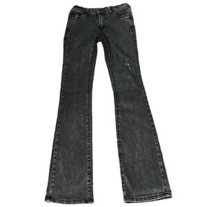 SHEIN Essence Gray Washed Ripped Flare Leg Jeans Sz XS Pre-Owned